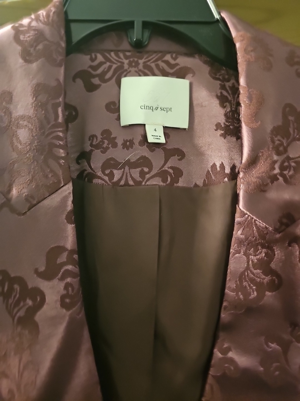 Cinq a Sept Satin Jacquard Blazer in Dusty Rose